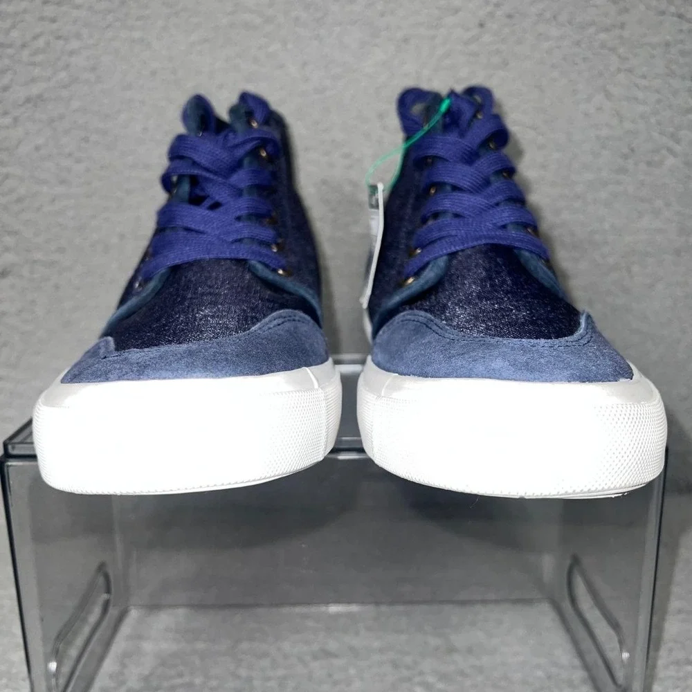 NWT United Colors of Benetton Sneakers Men's Sz 40 Blue Canvas High Top Lace Up